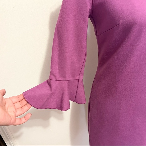 Banana Republic Purple Ponte Flutter Sleeve Career Dress Womens Size 4 - Picture 4 of 10